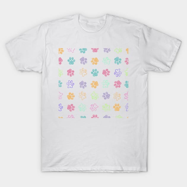 Colorful doodle paw print T-Shirt by GULSENGUNEL